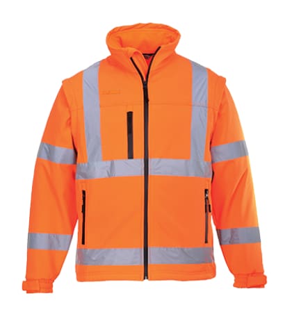 Portwest hi-vis softshell 3 layer 2 in 1 jacket/bodywarmer - s428