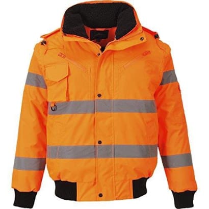 Hi vis waterproof 3 in 1 bomber jacket and bodywarmer fur collar-c467