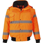 Hi vis waterproof 3 in 1 bomber jacket and bodywarmer fur collar-c467