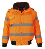 Hi vis waterproof 3 in 1 bomber jacket and bodywarmer fur collar-c467