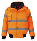Portwest hi vis waterproof 3 in 1 bomber jacket and bodywarmer fur collar - c467