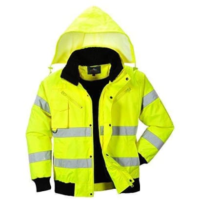 Hi vis waterproof 3 in 1 bomber jacket and bodywarmer fur collar-c467