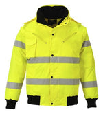 Hi vis waterproof 3 in 1 bomber jacket and bodywarmer fur collar-c467