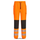 Portwest KX3 Hi-Vis Flexi Jogger Stretch Slim Fit Jogging Bottoms -KX346 Portwest Active-Workwear This slim fitting Hi-Vis work jogger with 4-way stretch provides incredible comfort and flexibility. Reinforced knee panels with subtle articulation allow for freedom of movement, whilst the ribbed waistband and elasticated hems ensure a universal fit. Additional features include heat seal segmented tape, pre-bent knees, a crotch gusset and multiple pockets ideal for the secure storage of phones,