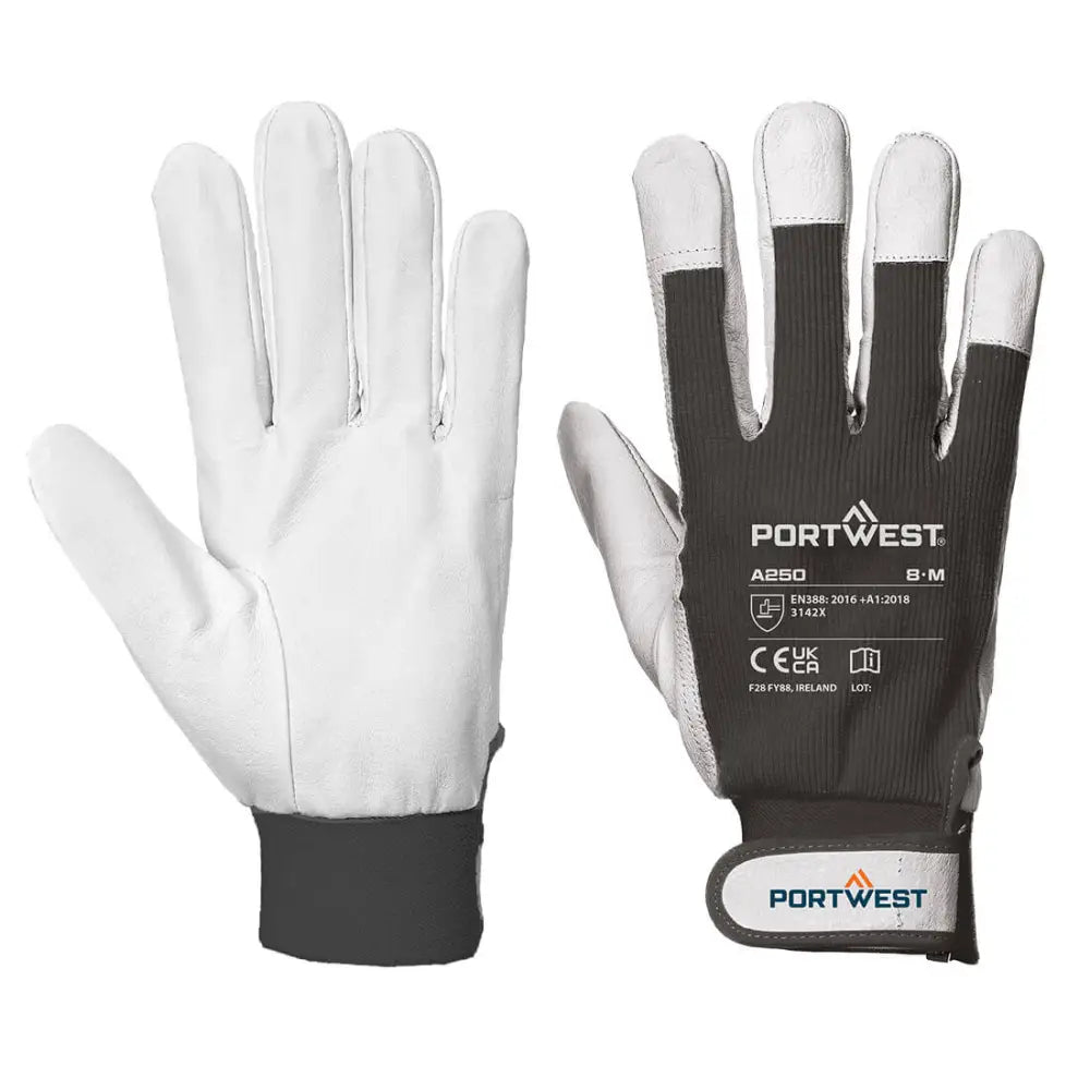 Portwest leather 110 grain palm mechanical glove - a250