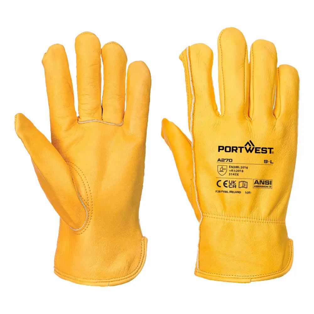 Portwest leather driver 100 cow grain glove - a270