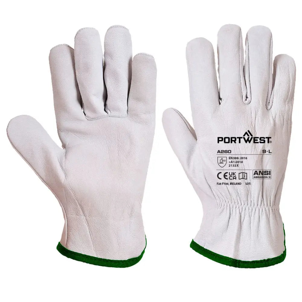Portwest leather drivers gloves 115 goat grain glove - a260 (12pr)