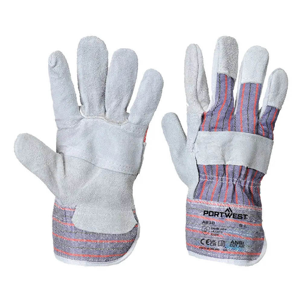 Portwest leather rigger 260 cow split palm bar glove-a210 (12prs)