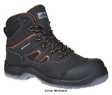 Portwest lightweight Composite Air Safety Boot S3 Composite toe and midsole - FC57 Boots Active-Workwear This outstanding non-metallic boot offers superb lightweight protection for your feet even in wet conditions with a waterproof and breathable lining. Dual density PU/TPU hardwearing outsole with shock absorbing seat region, antistatic and slip resistant properties. Protective scuff cap extends longevity of the boot.