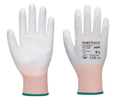 Portwest lr13 esd level b cut resistant pu palm glove - 12 pack-a697