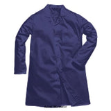 Navy Blue Portwest Men's Food Industry Coat One Pocket Warehouse Coat- 2202 Catering & Hospitality Active-Workwear Hard wearing durable twill fabric with excellent dye retention, Non shrinking to ensure that this style maintains its shape wash after wash,1 pocket for secure storage, Internal chest pocket, Concealed stud front for easy access