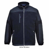 Blue Portwest North Sea Heavyweight Lined Fleece Work Jacket  - S665 Workwear Jackets & Fleeces Active-Workwear One of the most hardwearing and durable garments available in the fleece range, the S665 is suitable for the most demanding work environments. The sleeve and shoulder panels give a stylish look and help extend the life of the garment. It also has a mobile phone pocket and an elasticated drawcord hem for a snug fit.