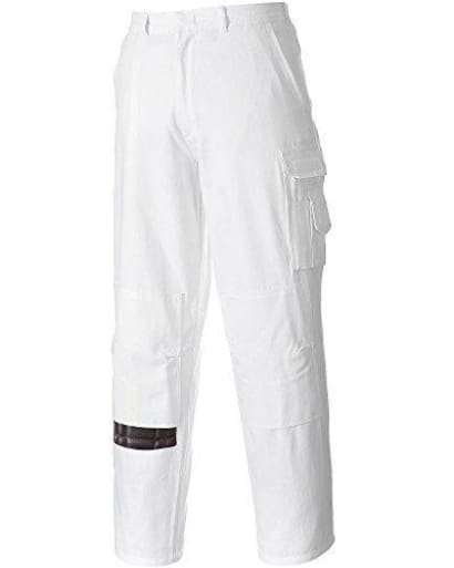 Portwest painters cotton kneepad trousers painting decorators whites- s817