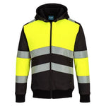 Portwest pw3 fleece lined zipped hoody hi vis class 1 winter hoodie-pw377