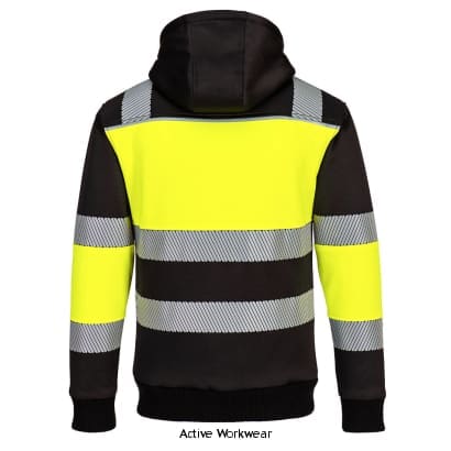 Portwest pw3 fleece lined zipped hoody hi vis class 1 winter hoodie-pw377