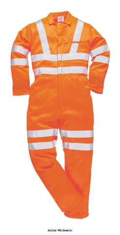 Portwest Rail Heavy Polycotton Hi Vis Coverall Boiler Suit