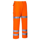 Portwest rail ris 3279 hi-vis 3-band kneepad pocket combat trousers - rt49 hi vis trousers active-workwear