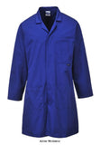 Royal Portwest Standard Warehouse Coat - 2852 Workwear Jackets & Fleeces Active-Workwear This versatile basic warehouse (Arkwright jacket) coat features a concealed stud front, two lower patch pockets and a single chest pocket. Features Non shrinking to ensure that this style maintains its shape wash after wash Excellent dye retention, making the garment look newer for longer 50+ UPF rated fabric to block 98% of UV rays 3 pockets for ample storage Two lower patch pockets 