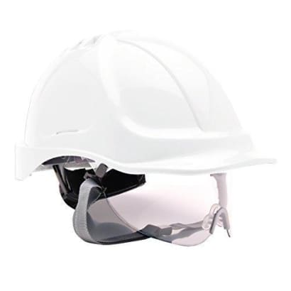 Portwest vented endurance retractable visor ratchet safety helmet with chin strap - pw55