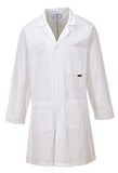 Portwest white cotton warehouse catering lab coat - c851