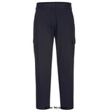 Black Women's Slim Fit Stretch Cargo Ladies Trouser-S233 Trousers PortWest Active Workwear This women's slim fit stretch cargo is the perfect uniform solution. It offers a contemporary slim fit in a dynamic cotton stretch twill fabric. The stretch fabric gives the ultimate in comfort and freedom of movement. Features include side pockets, a rear buttoned jetted pocket and a hook and bar waist fastening. Highly durable with twin stitching throughout and bar-tacked at all stress points.