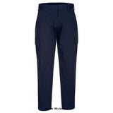 Navy Blue Women's Slim Fit Stretch Cargo Ladies Trouser-S233 Trousers PortWest Active Workwear This women's slim fit stretch cargo is the perfect uniform solution. It offers a contemporary slim fit in a dynamic cotton stretch twill fabric. The stretch fabric gives the ultimate in comfort and freedom of movement. Features include side pockets, a rear buttoned jetted pocket and a hook and bar waist fastening. Highly durable with twin stitching throughout and bar-tacked at all stress points.
