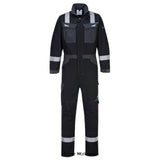 WX3 Inherent Modaflame Stretch Flame retardant Overall Coverall-Portwest FR503 Boilersuits & Onepieces PortWest Active Workwear Contemporary Flame Retardant  Coverall made from our inherent Modaflame 280gm fabric. Innovative design features like stretch paneling provides excellent comfort and flexibility in key movement areas. Other key features include metal-free components, back ventilation, adjustable waistband, pre-bent sleeves, adjustable cuffs, embroidered FR logos