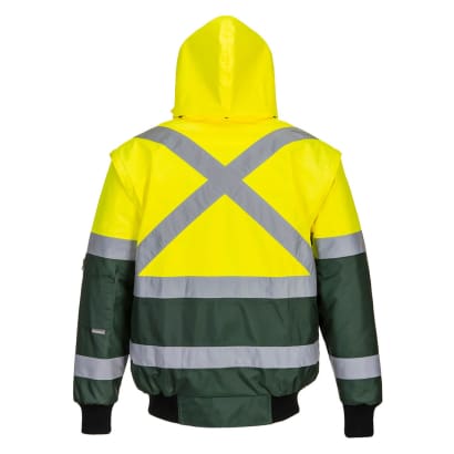 Portwest x yellow/green hi vis convertible bomber jacket /bodywarmer- c565