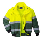 Portwest x yellow/green hi vis convertible bomber jacket /bodywarmer- c565