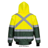 Portwest x yellow/green hi-vis convertible bomber jacket /bodywarmer- c565 hi vis jackets active-workwear