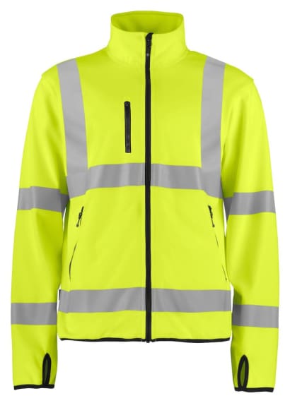 Projob 6105 high visibility softshell jacket lite yellow/black - be seen and stay safe on the job