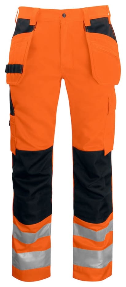 Projob 6531 high visibility work trousers with knee pad and tool pockets - class 2