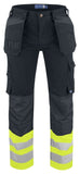 Projob high visibility cotton work trousers with holster pockets 6530