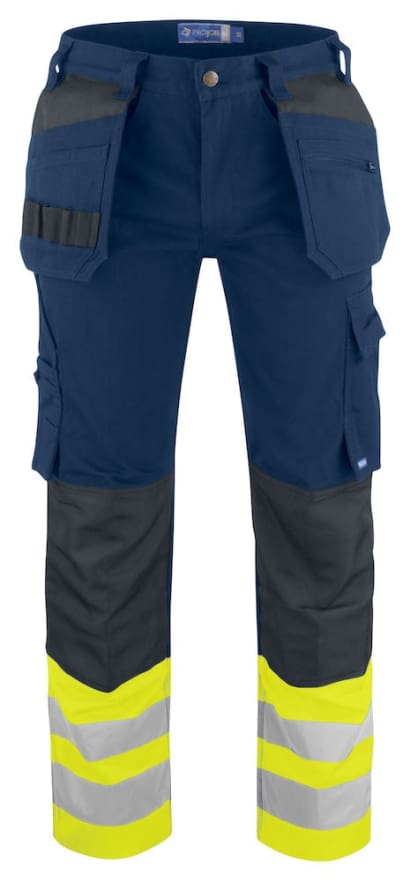 Projob high visibility cotton work trousers with holster pockets 6530