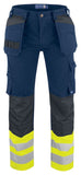 Projob high visibility cotton work trousers with holster pockets 6530