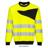 Yellow PW2 Hi-Vis Crew Neck Sweatshirt-Portwest PW277 Workwear Hoodies & Sweatshirts PortWest Active Workwear The PW2 Hi-Vis Crew Neck Sweatshirt is characterised by its distinctive design with a contemporary contrast chest panel. Offering exceptional comfort, the fit is roomy and the fabric is soft to touch. Perfect as part of a uniform and ideal for corporate branding.