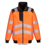 Pw3 hi vis 3 in 1 pilot jacket zip out sleeves bodywarmer/gillet portwest pw302 ris ris