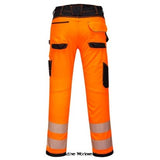 Orange PW3 Hi Vis Class 2 Stretch Work Trousers RIS 3279 Portwest PW303 Trousers Portwest Active-Workwear innovative hi-vis lightweight stretch trouser using high performing two-way stretch fabric to give maximum range of movement when working. Clever features include flexible HiVisTex Pro segmented reflective tape, top loading kneepad pockets and an easy access multi-way thigh pocket for secure storage of phone, keys and tools. 