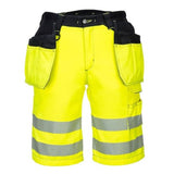 Pw3 hi vis holster pocket elasticated waist work shorts portwest pw343