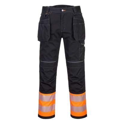 Pw3 hi vis holster pockets kneepad mens work trousers class 1 portwest pw307