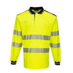 Pw3 hi vis polo shirt long sleeved breathable ris3279 portwest t184