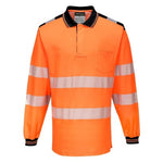 Pw3 hi vis polo shirt long sleeved breathable ris3279 portwest t184