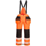 PW3 Hi-Vis Rain Trousers-Bib and Brace salopette Portwest PW356 Active-Workwear Premium bib and brace made from durable 300D Oxford polyester fabric. The zip off feature at the back allows to transform the bib and brace to a trouser, adding to its overall versatility. Following the contemporary PW3 signature design, this garment has top loading kneepad pockets, secure zipped storage pockets, rule pocket and detachable holster pockets.