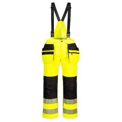 Pw3 hi-vis rain trousers-bib and brace salopette portwest pw356