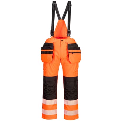 Pw3 hi-vis rain trousers-bib and brace salopette portwest pw356