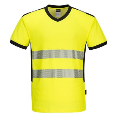 Pw3 hi vis v-neck tee shirt short sleeve portwest pw310