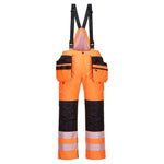 Pw3 hi-vis winter waterproof padded lined bib trousers portwest pw351