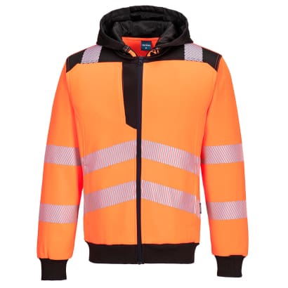 Pw3 hi vis zipped hoody hoodie full zip hooded top hoodie - gort rail pw327