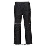 PW3 Rain Trouser breathable waterproof Slim Fit Design Portwest T604 Trousers PortWest Active Workwear This highly innovative, waterproof and extremely breathable trouser boasts a multitude of useful features including reflective piping, secure zipped storage pockets, external kneepad pockets, rule pocket and extra-long side leg zips for ease of taking on and off. It features an elevated padded back panel keeping the lower back warm and protected