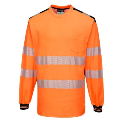 Pw3 segmented hi vis long sleeved tee shirt ris 3279 portwest t185